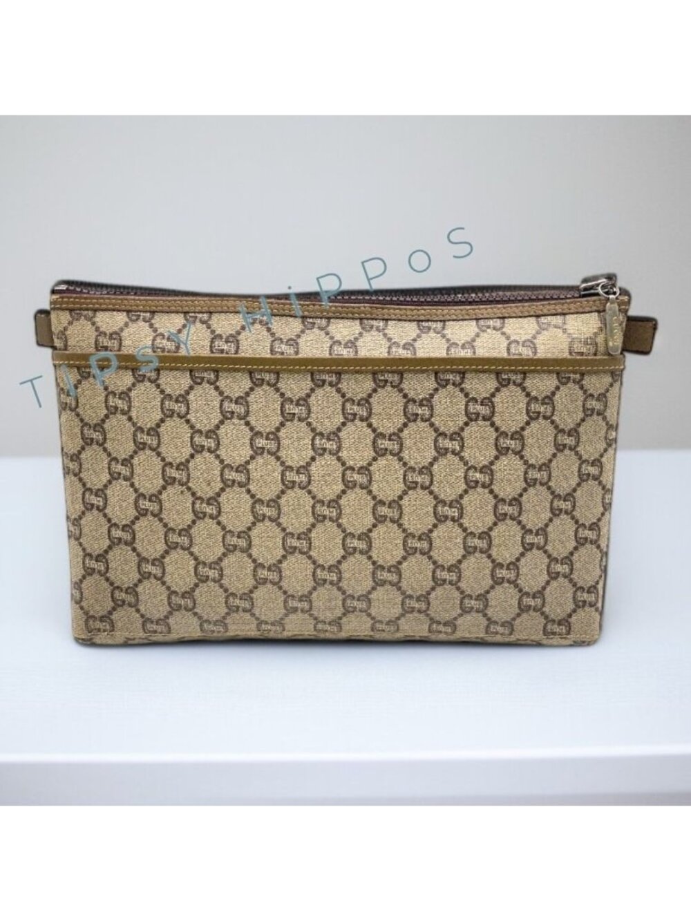 Rare Vintage Gucci Plus Monogram Clutch - Clean Fabric Interior - Picture 2 of 7